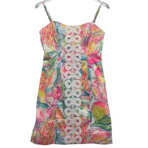 Lilly Pulitzer Womens Size 0 Shelli Stretch Mini Dress Fiesta Mamba Bow Tropical